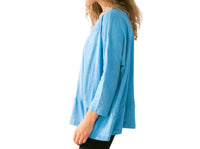 MERSEA Peppy Slub Tee in cerulean - women's long sleeve top - detail view