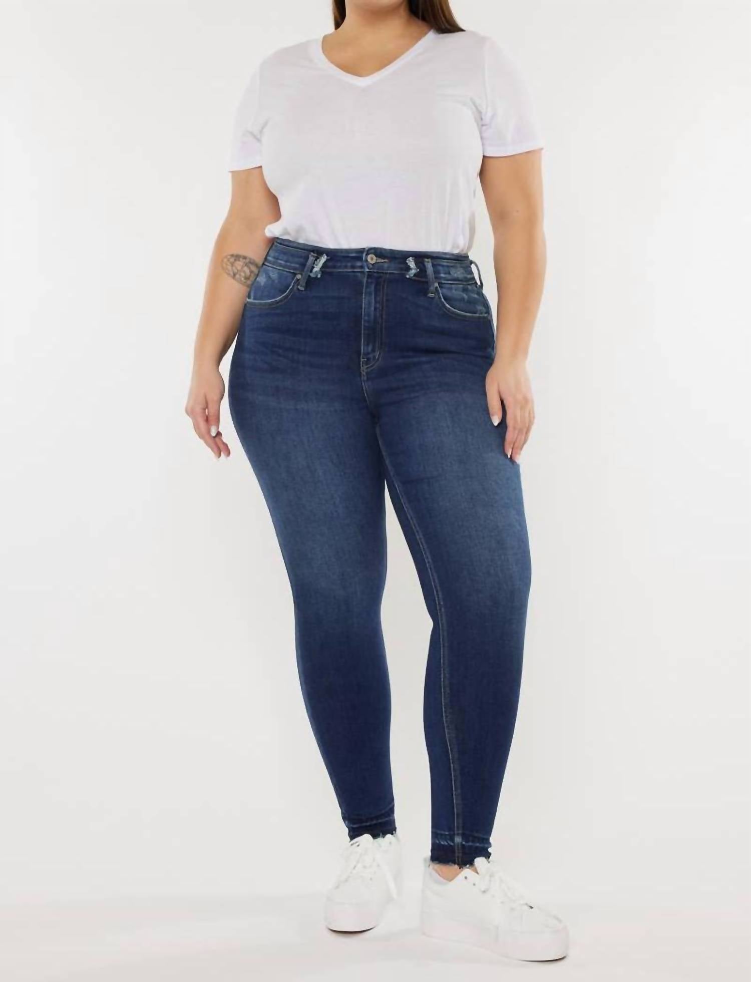 Kancan - High Rise Ankle Skinny Curvy Jeans