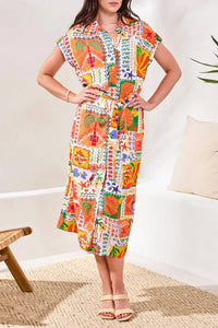 Tribal - Button Front Belted Midi Dress