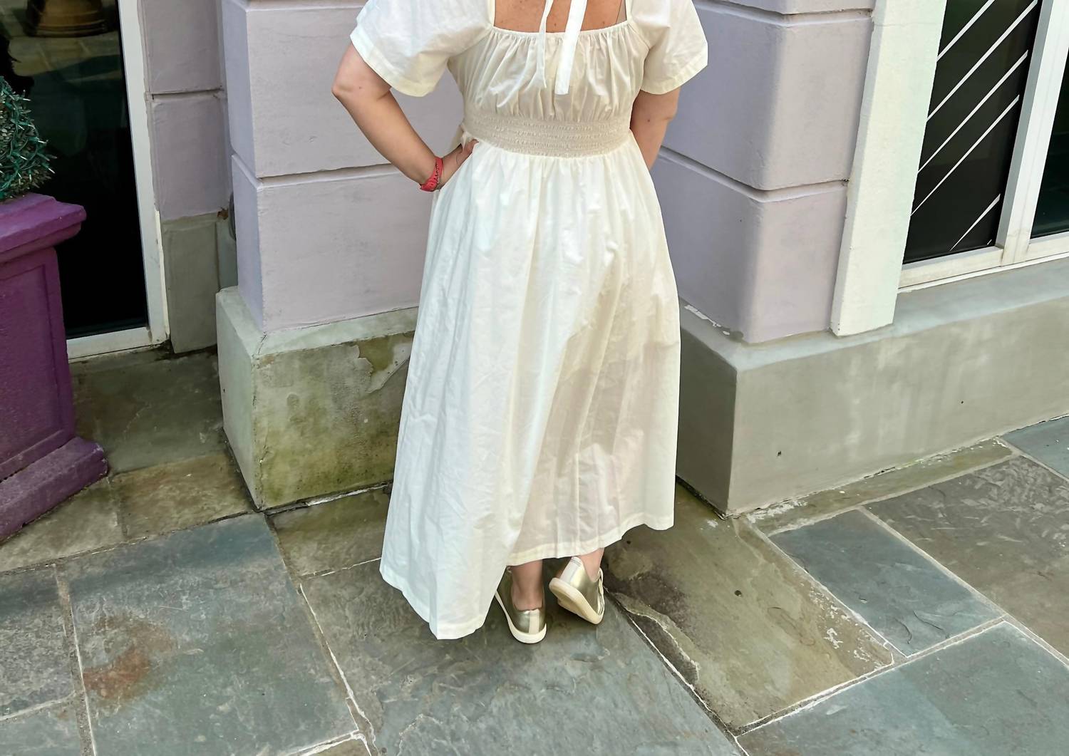 Skies Are Blue - Poplin Short Sleeve Midi Dress