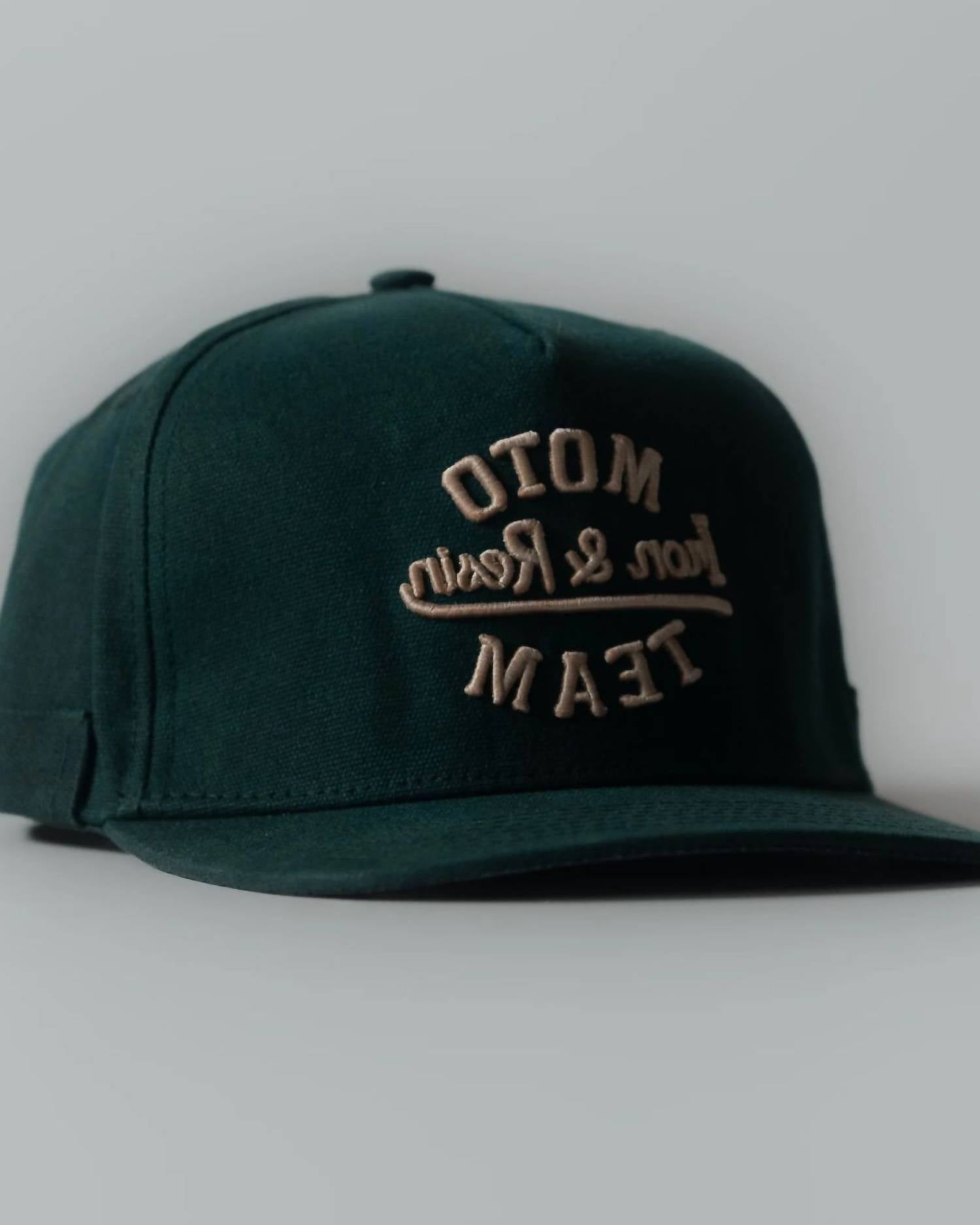 Iron & Resin Men's Moto Team Hat in green - men's hat - detail view