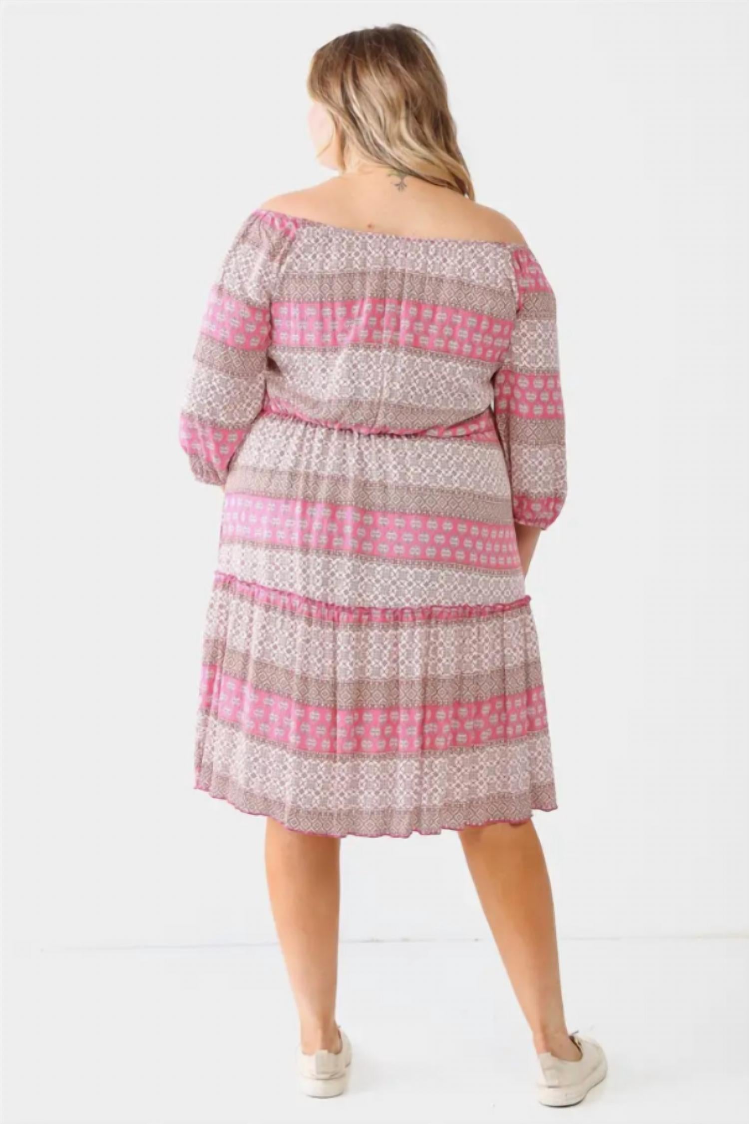 Janette Plus - Ruffle Flare Hem Midi Dress - Plus