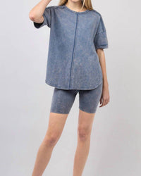 Very J - Washed Stretchy Knit Activewear Top & Shorts