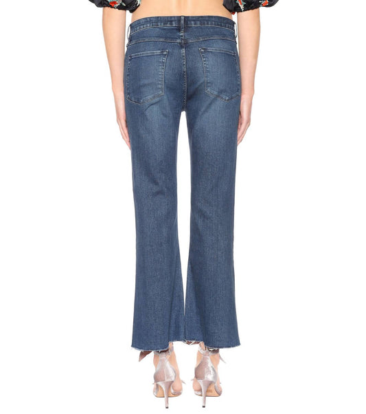 Women's W25 Midway Extreme Cropped Jeans Fringed Edges Denim Pants