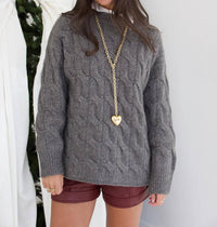 Beige Botany - Oversized Cable Knit Sweater