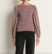 Nation LTD Aidan Smocked Top in winter floral 1 - women's long sleeve top - alternate view