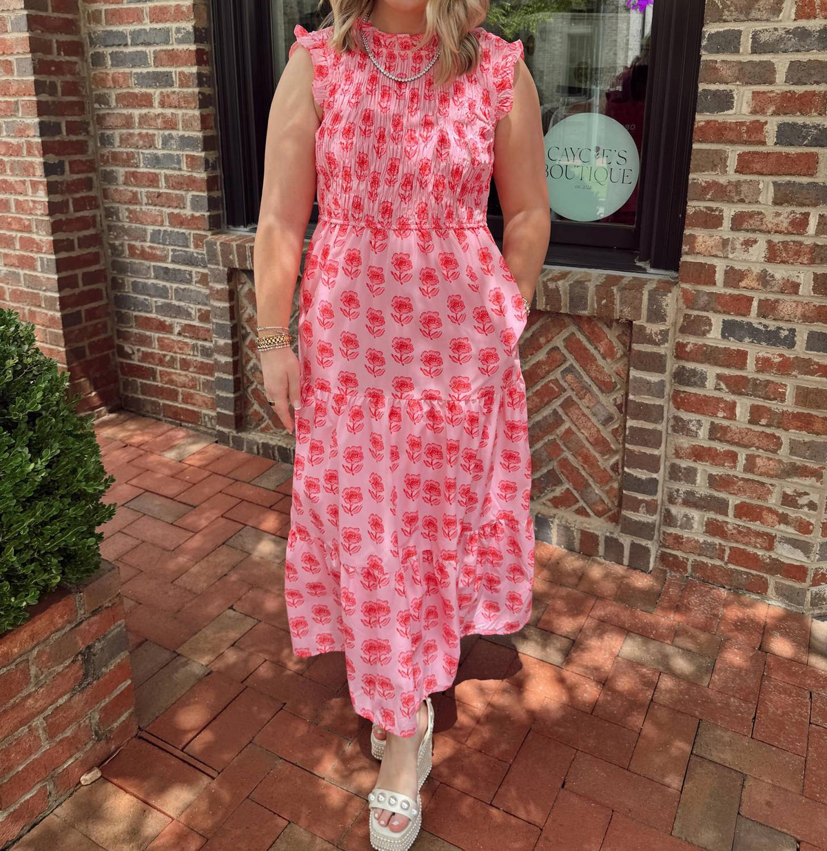 Tcec - Floral Smocked Midi Dress