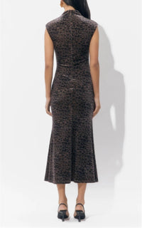Adelyn Rae - Adelyn Rae Animal Mock Neck Midi Dress