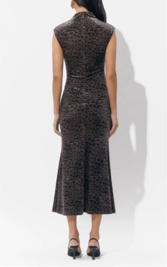 Adelyn Rae - Adelyn Rae Animal Mock Neck Midi Dress