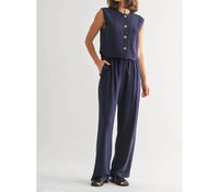 Fun 2 Fun - Ellison Striped Sleeveless Button Down Vest