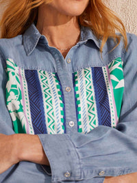 Tribal - Mixed Media Border Print Shirt