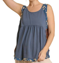 Umgee - Mixed Print Babydoll Tank Top