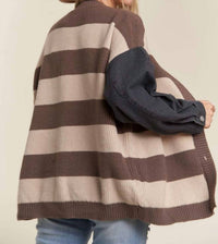Madelyn - DENIM SLEEVE STRIPE SWEATER CARDIGAN