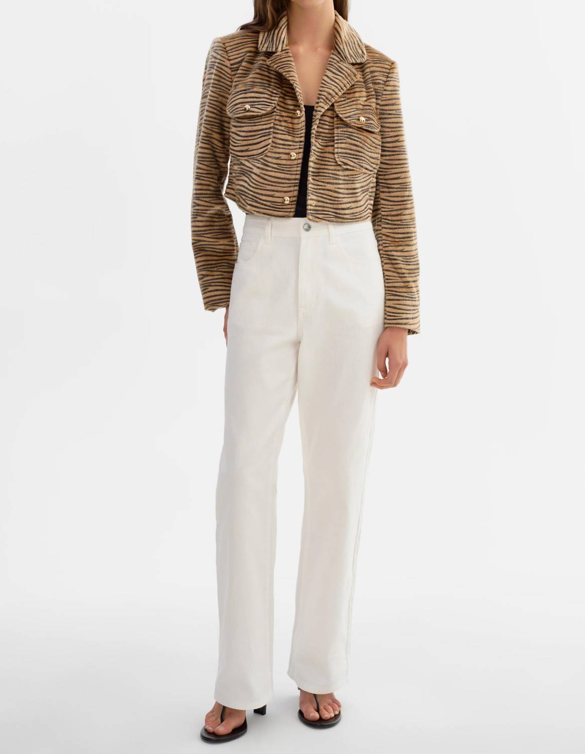 LAMARQUE Jaylee Faux Hair Print Jacket in tiger - women's jacket - view 4