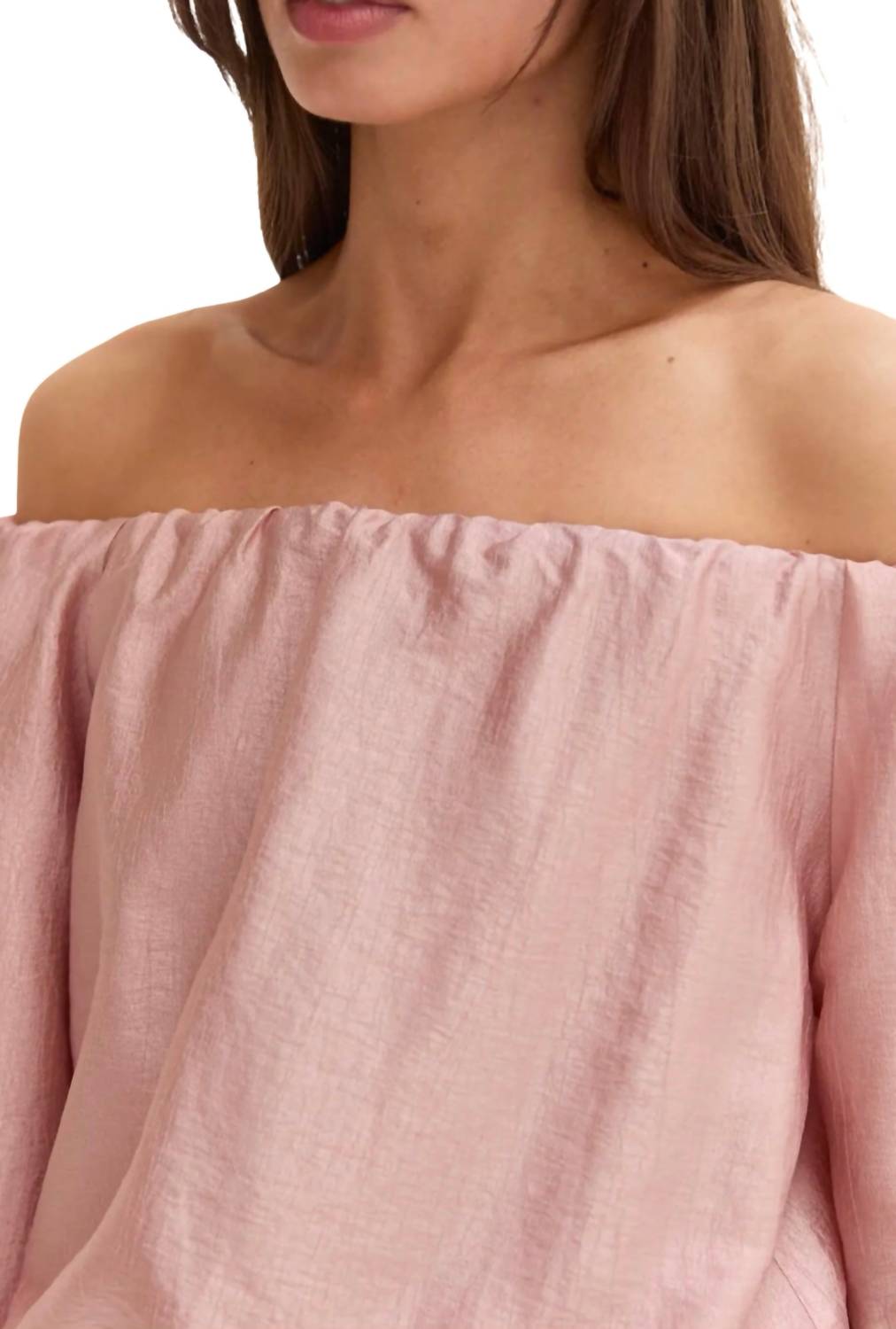 CRESCENT Liana Off Shoulder Bubble Hem Top in dusty pink - women's blouse - view 4