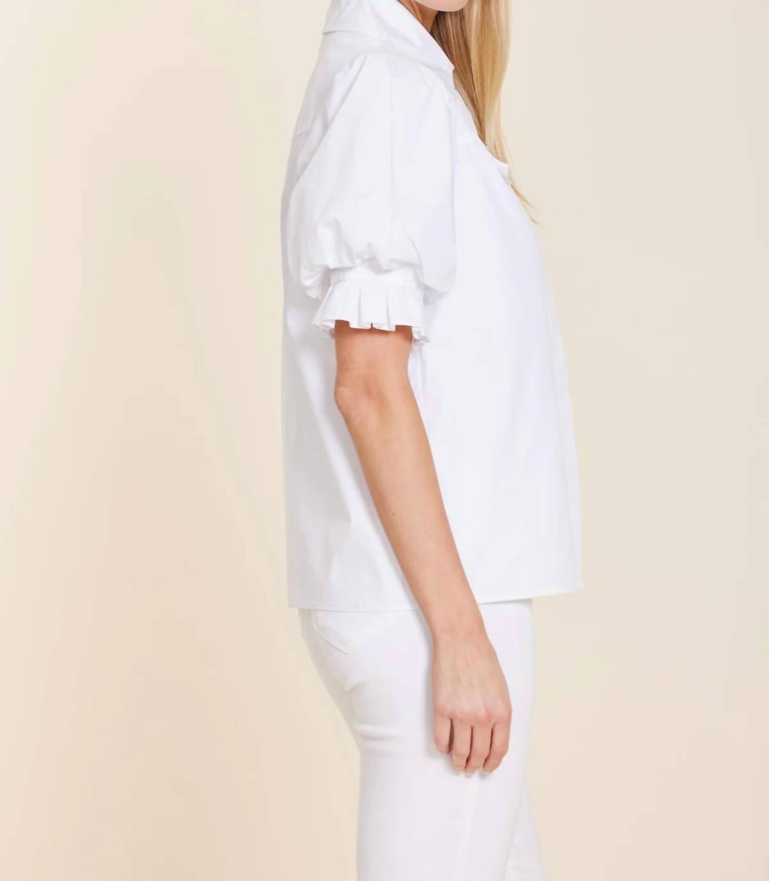 Dolce Cabo - Poplin Rhinestone Detail Pocket Top