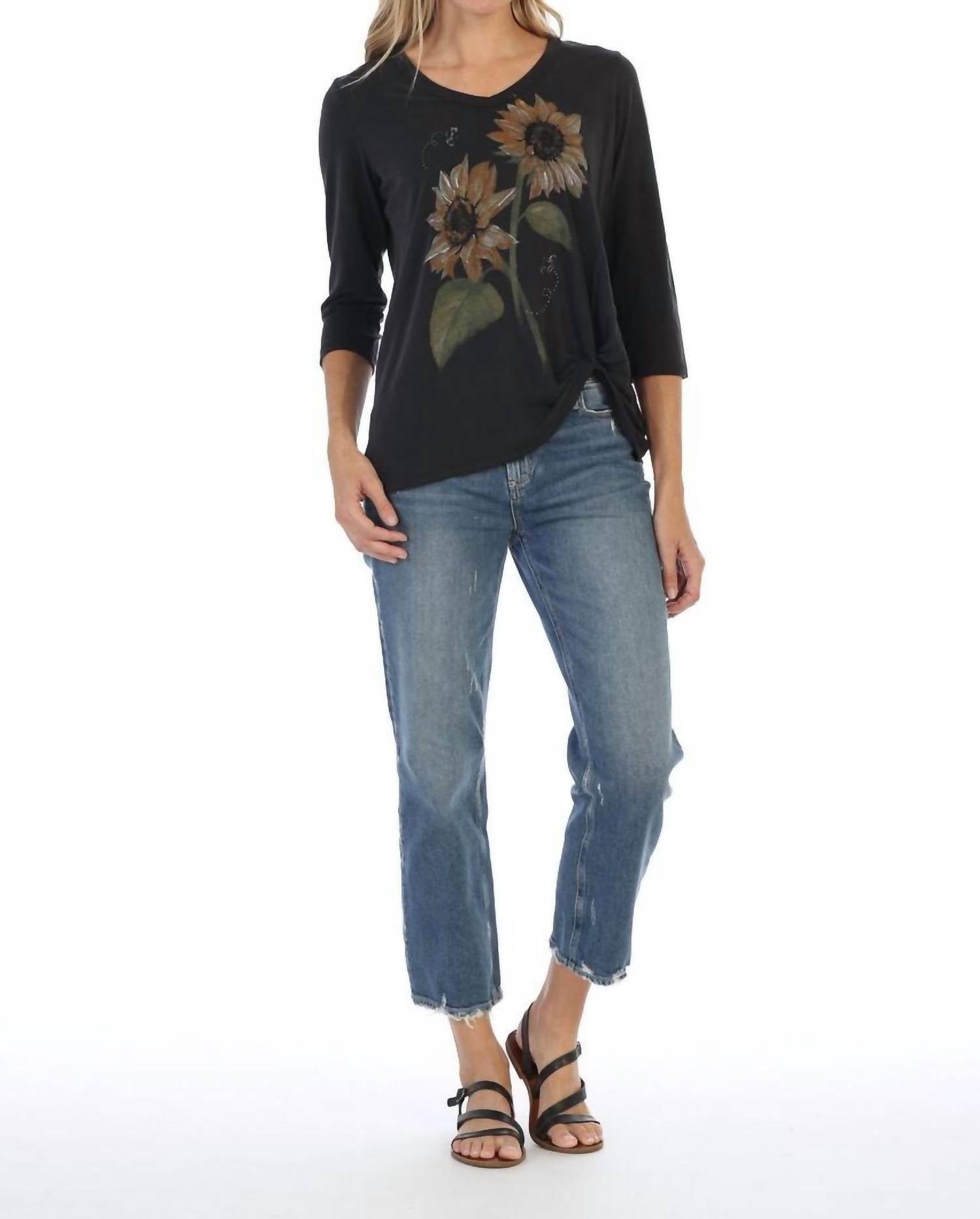 Jess & Jane - Sunny Garden Knot Hem Top