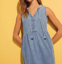 Fdj - Light Denim Tiered V-neck Midi Dress