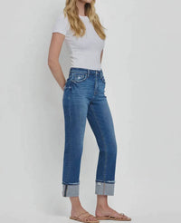 Vervet By Flying Monkey - High Rise Cuffed Straight Leg Jeans