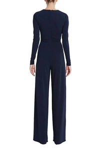 Halston Heritage - Long Sleeve Keyhole Crossed Front Jumpsuit