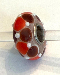 Trollbeads Women's Universal Charm Bead in unique orange brown white dots bead - women's item