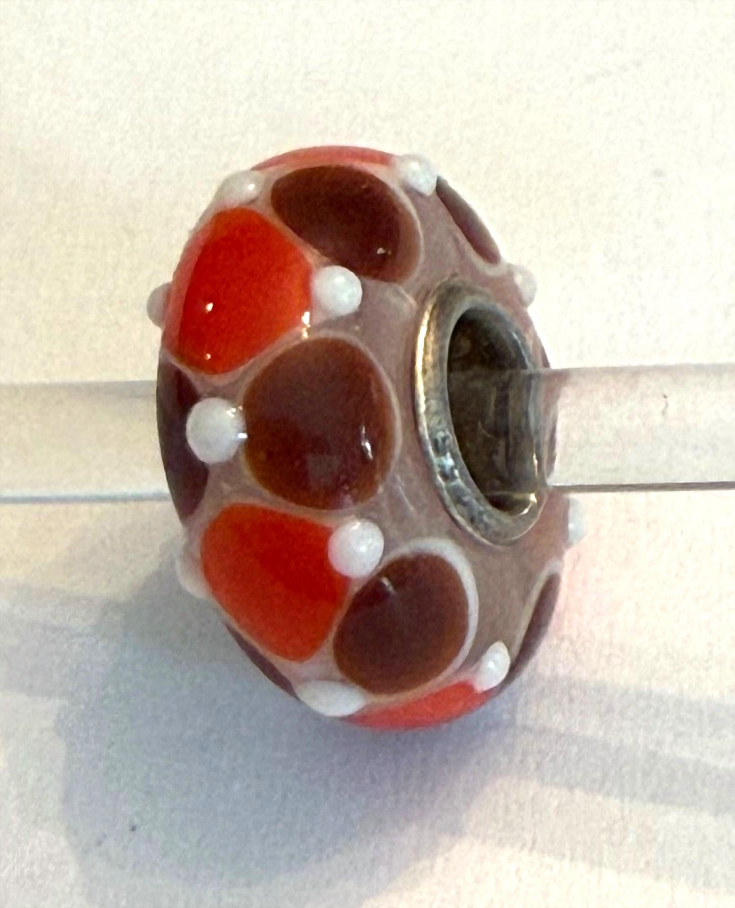 Trollbeads Women's Universal Charm Bead in unique orange brown white dots bead - women's item