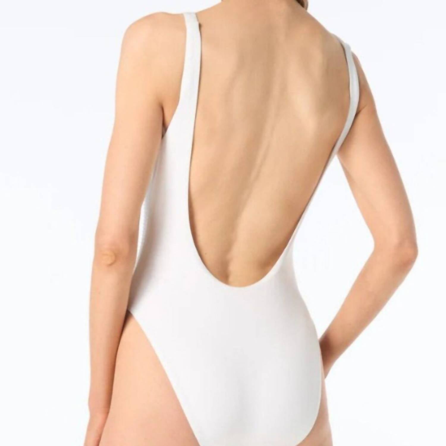 MICHAEL KORS Studded Front One Piece Swimsuit in white - women's swimwear - detail view