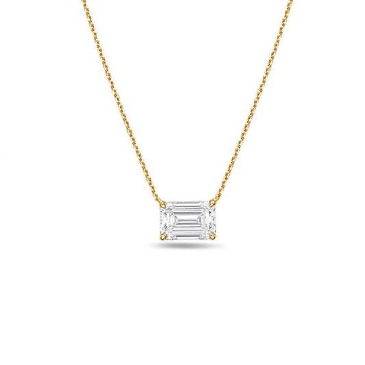 Diana M Jewels - Women's Diamond Solitaire Emerald Cut Pendant