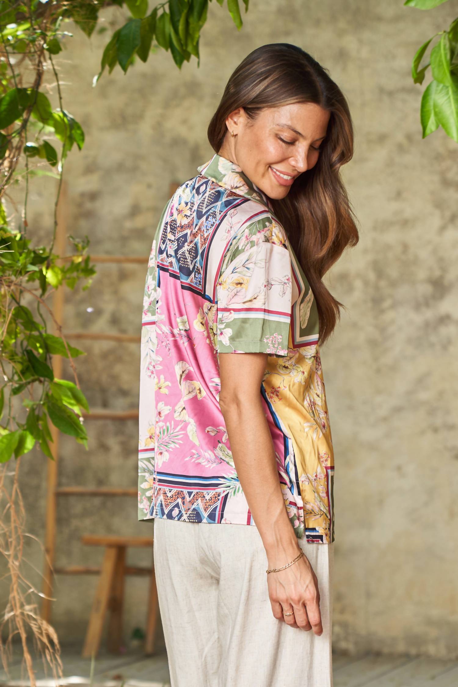 Paparazzi - Patchwork Print Button Front Shirt