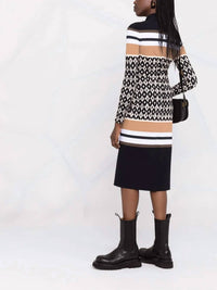 Valentino - Logo-pattern Striped Dress