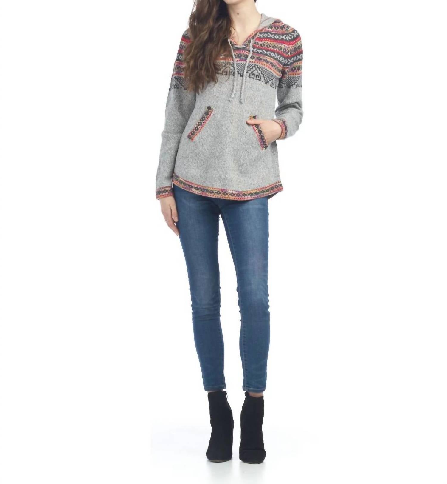Papillon - Fairisle Print Pullover With Hoody