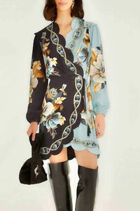 Farm Rio - SNAKE GARDEN MIX WRAP WAVY MINI DRESS