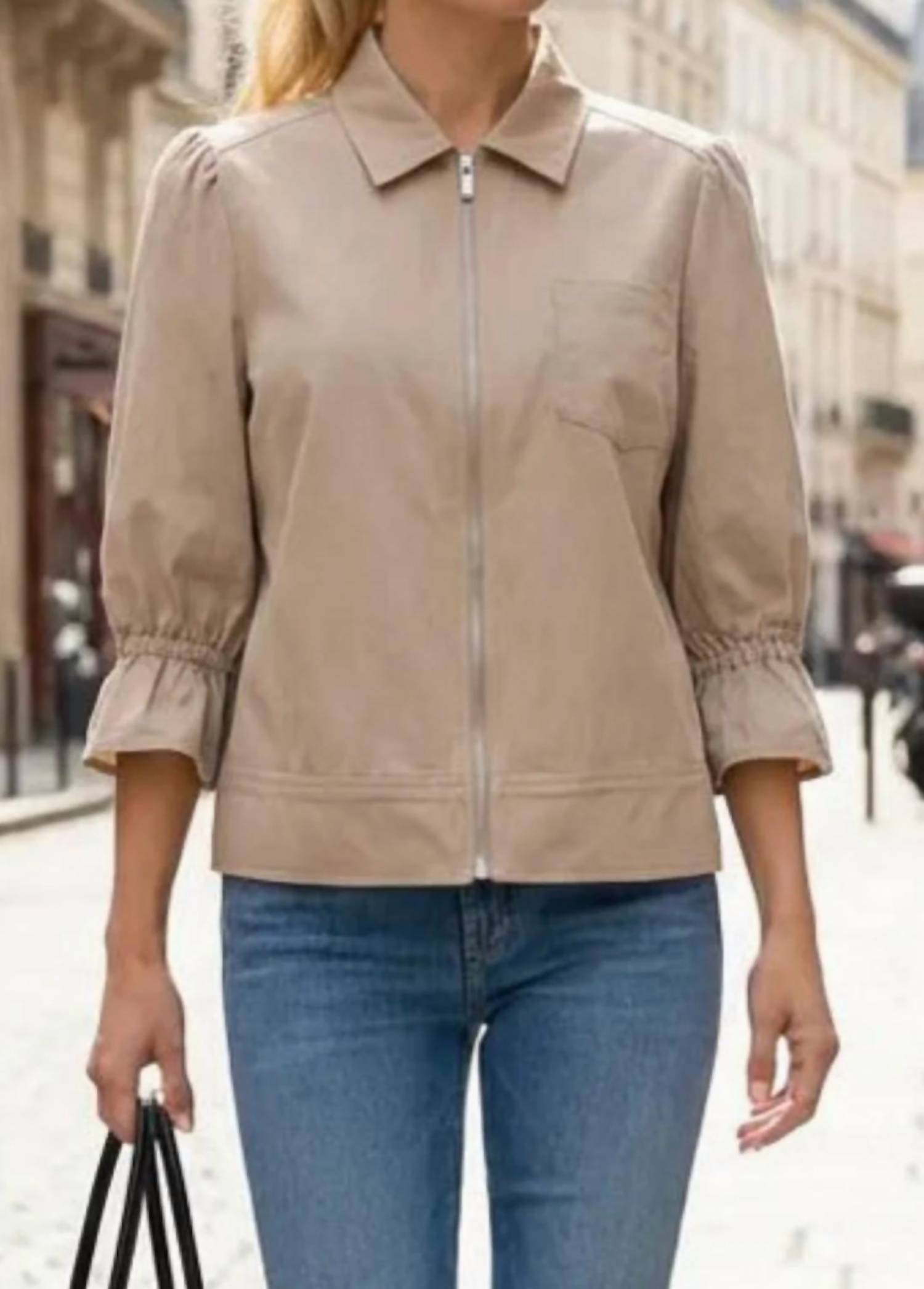 Vava - Quarter Sleeve Zip Up Jacket