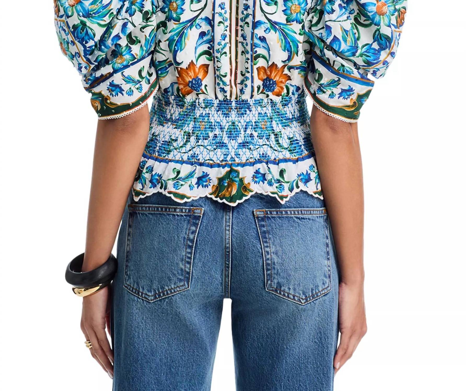 Farm Rio - Smocked Organic Cotton Blouse