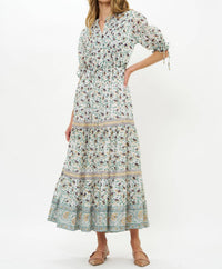 Oliphant - Cinched Pintuck Maxi Dress