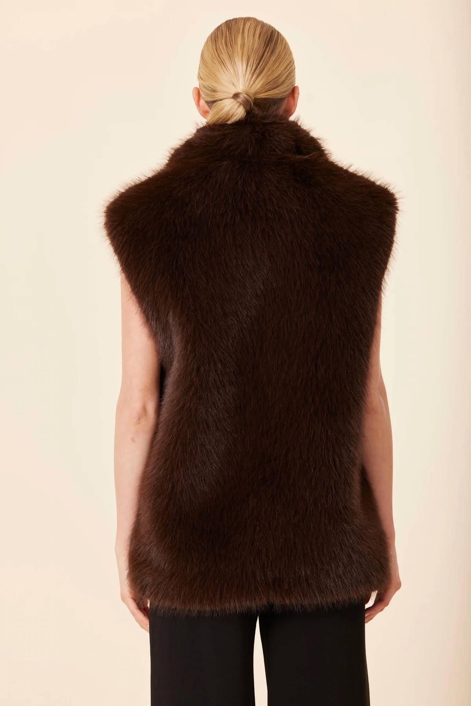 Dolce Cabo - Faux Fur Stand Up Collar Vest