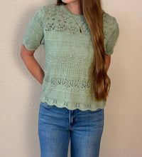 Double Zero - Sophia Pointelle Knit Short Sleeve Top