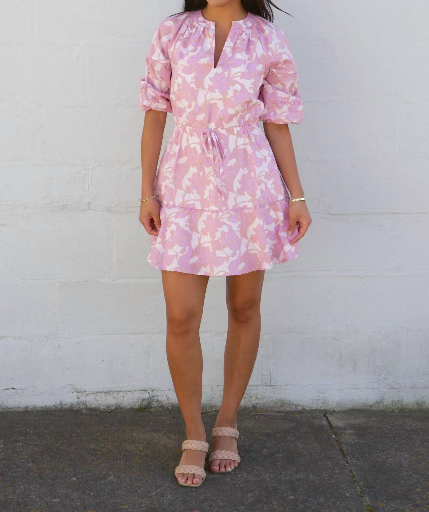 Sugarlips - Bella Floral Split Neck Mini Dress