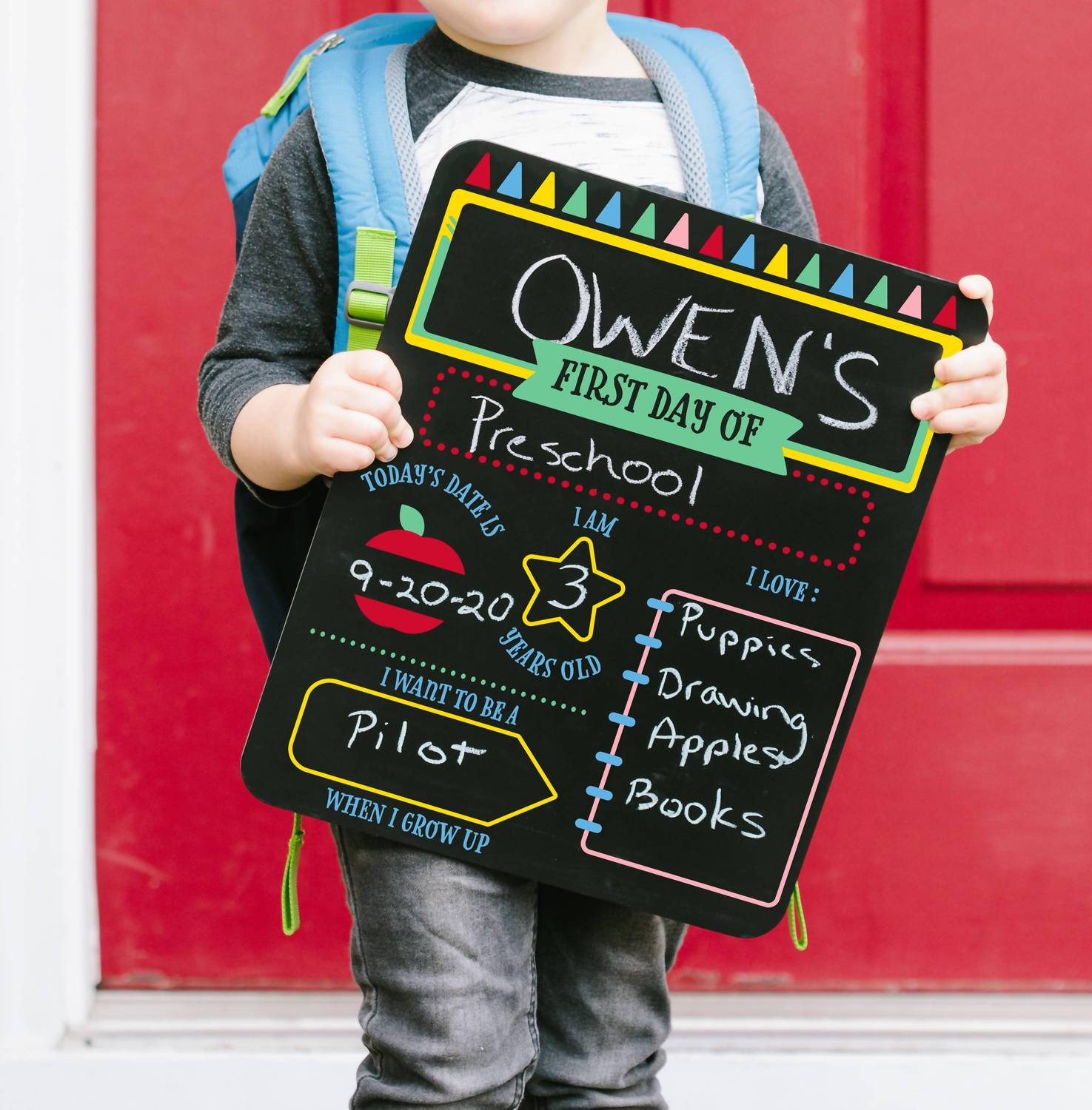 Pearhead - Kid's Double-sided First & Last Day Of School Chalkboard Sign
