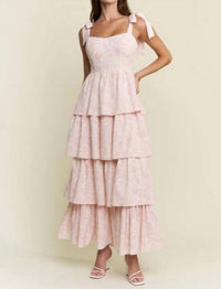 J.Nna - Floral Print Tiered Midi Dress