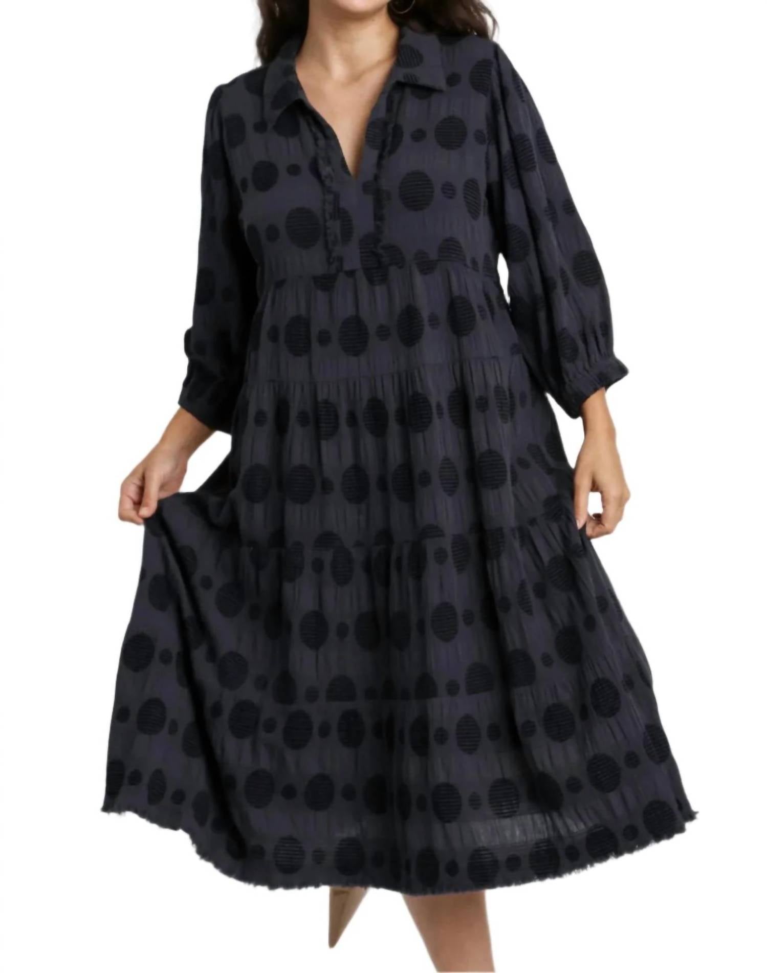 Umgee - Swiss Dot Jacquard Midi Dress