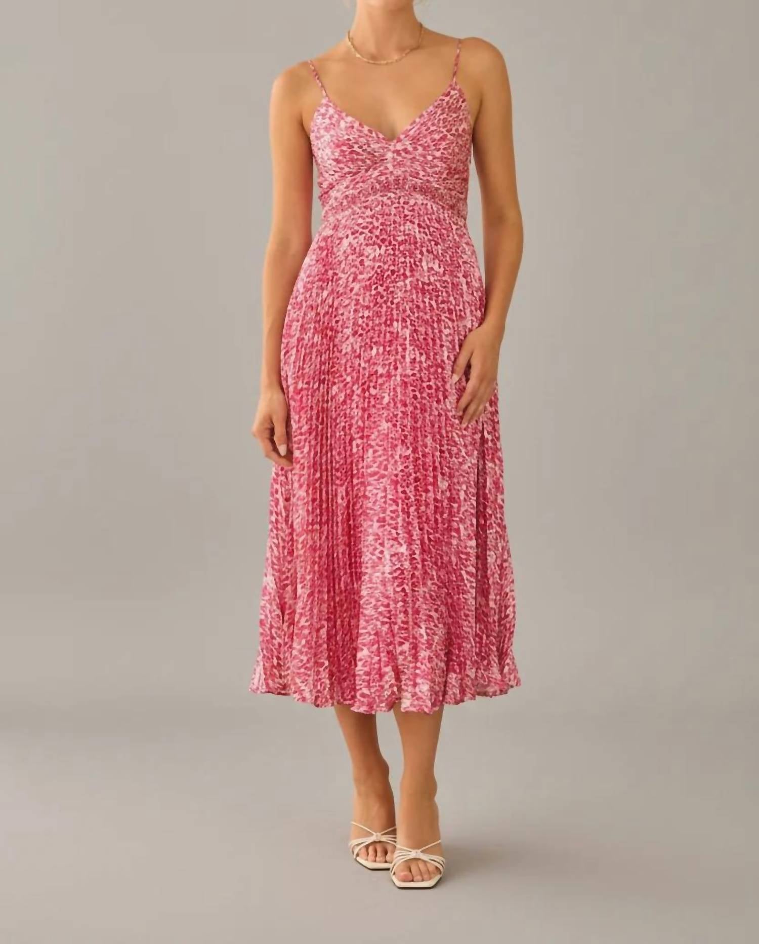 Skies Are Blue - Karter Floral Spaghetti Strap Pleated Midi Dress