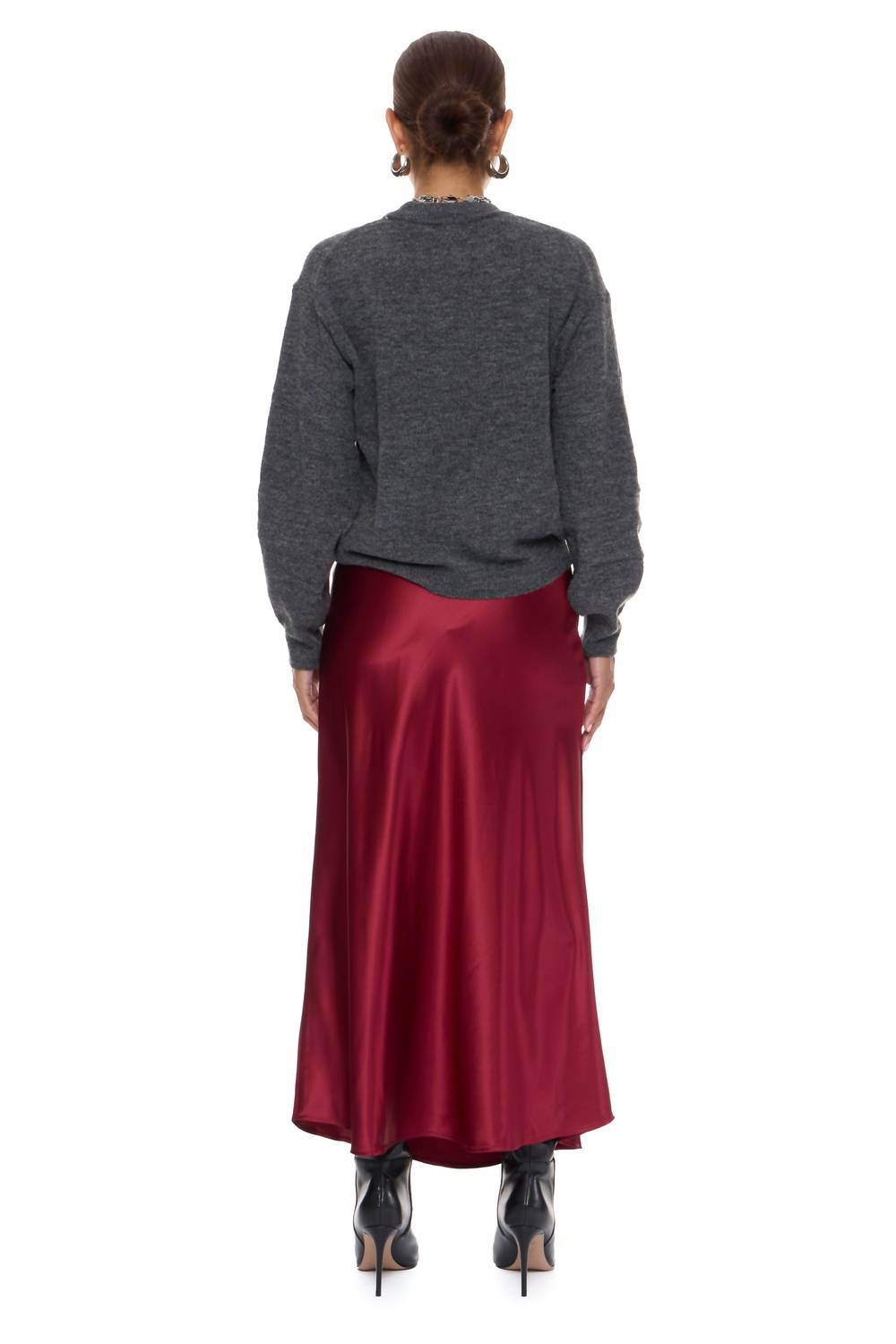 Velvet Heart Gypsy Side Slit Skirt in burgundy - women's skirt - alternate view