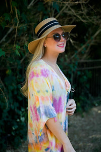 Top It Off - Boho Tie Dye Lightweight Tassel Cover Up Kimono Wrap