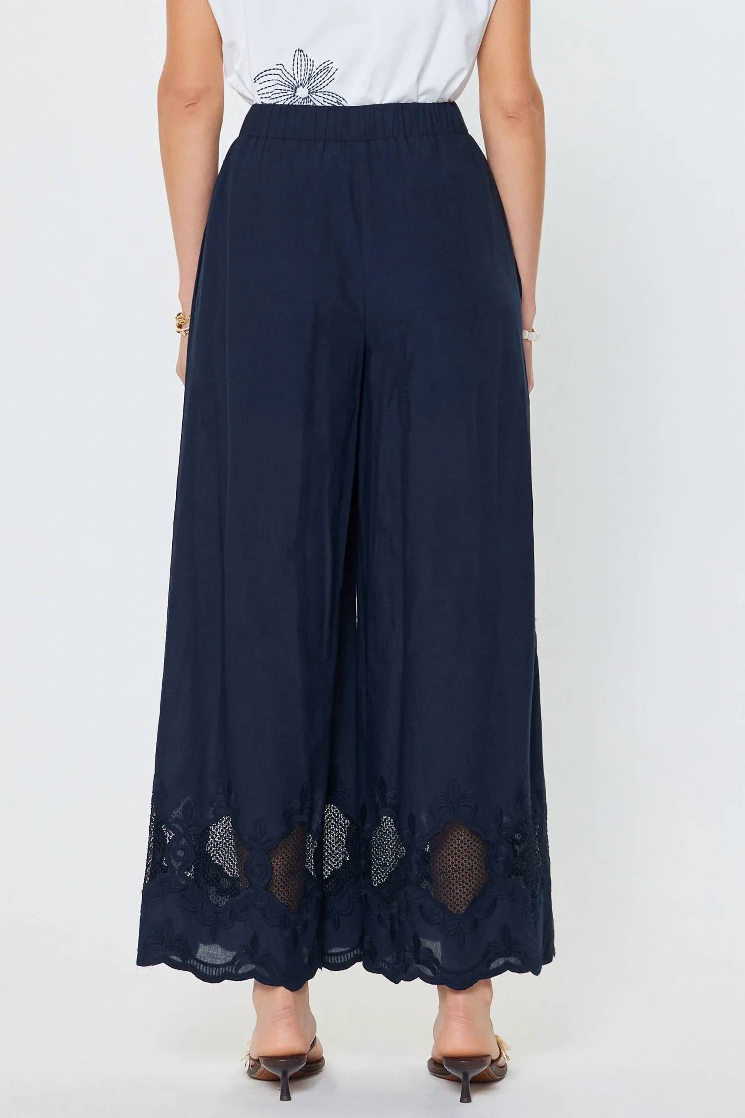 Current Air - Layla Embroidered Wide Leg Pants