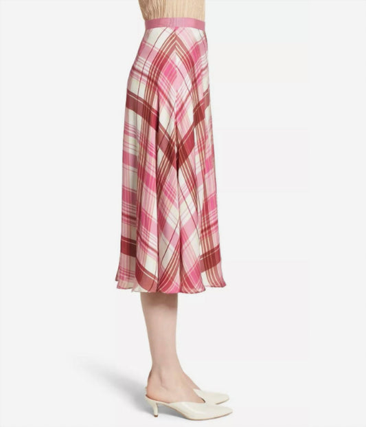 Lewit - Silk Plaid ALine Slip Midi Skirt