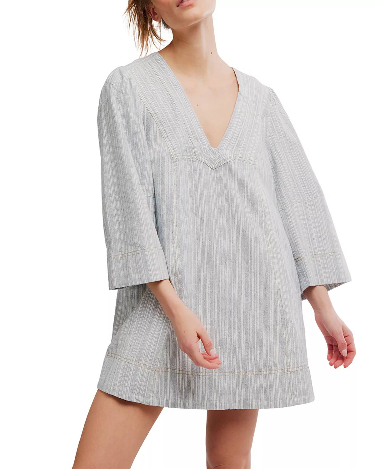 Free People Goldie Balloon Sleeve Dress in indigo combo - women's dress - view 5