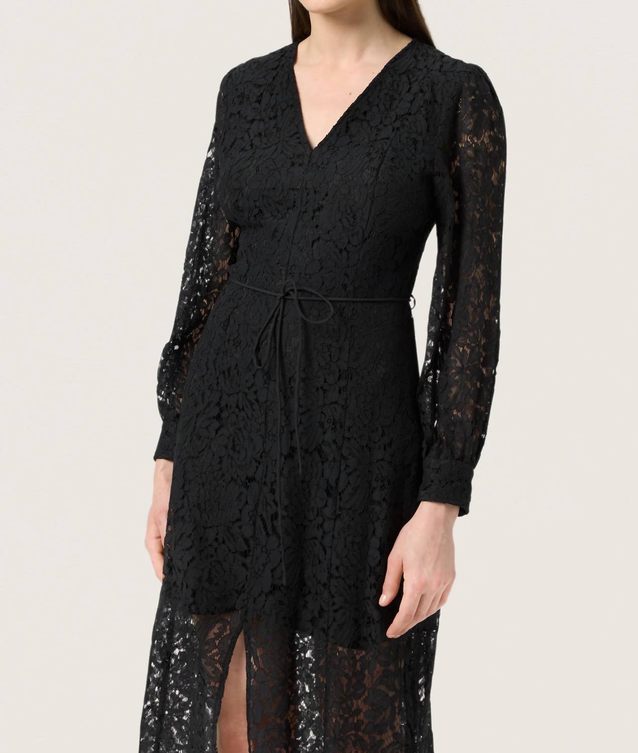 Soaked In Luxury - Hanni V-neck Long Sleeves Lace Midi Dress