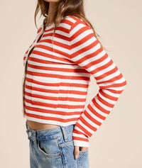 Mimosa - Pearl Embellishment Striped Cardigan