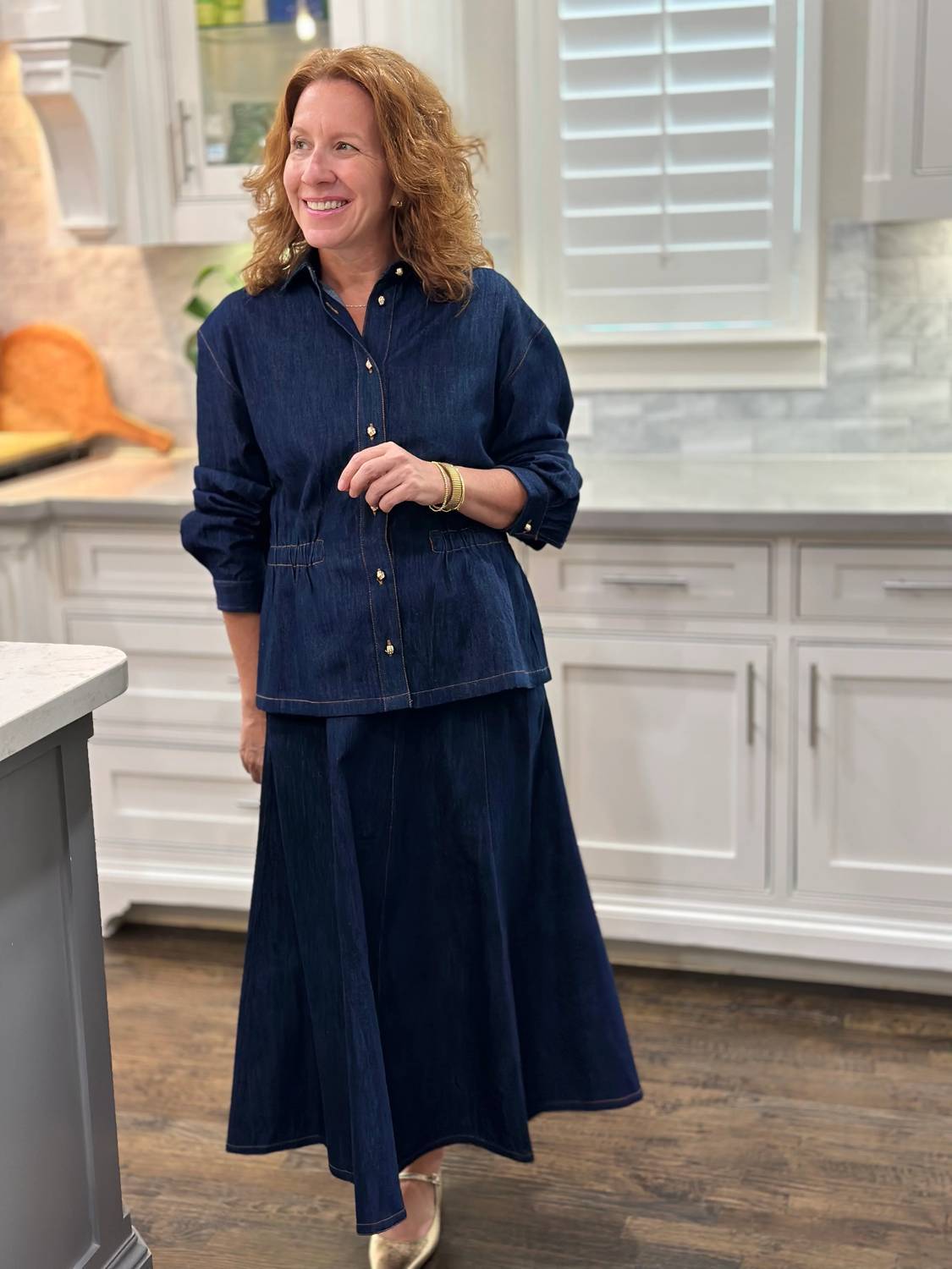 Emily Lovelock - Ellie Denim Button Front Blouse